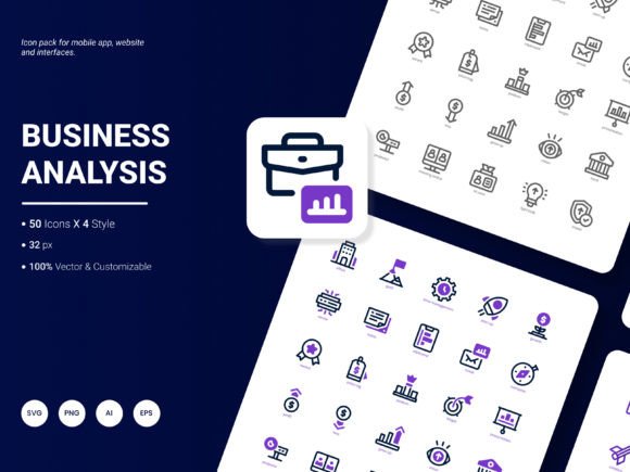 Business Analysis Icon Pack Graphics for Crafters