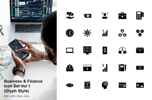 Business and Finance Icon Glyph Vol 1 Graphics Review