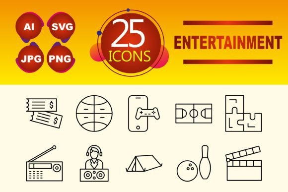 Entertainment Icons for Embroidery