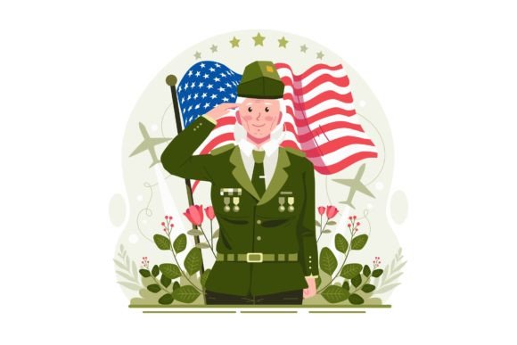 Female Veteran Saluting Graphic for Branding