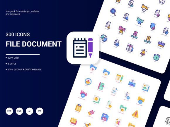 File and Document Icon Pack: A Graphic Design Asset for Modern Content