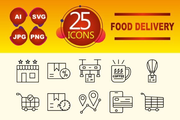Food Delivery Graphics and Icons for Digital Sellers