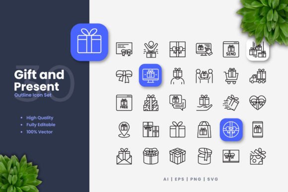 Gift and Present Icons Graphics for Modern Content