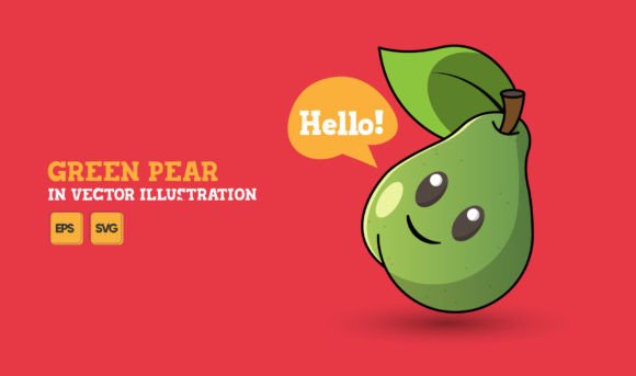 Green Pear Isolated in Vector