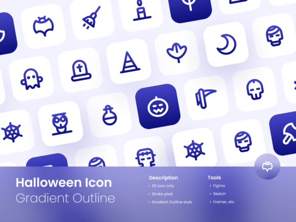 Halloween Icon Set Gradient Outline