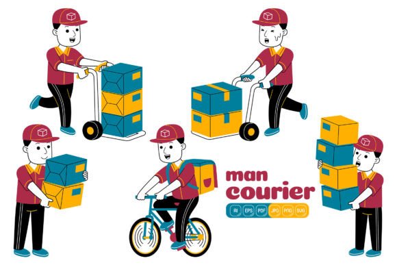 Man Courier Vector Pack 01