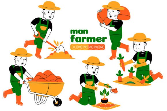 Man Farmer Vector Pack 01 Graphics