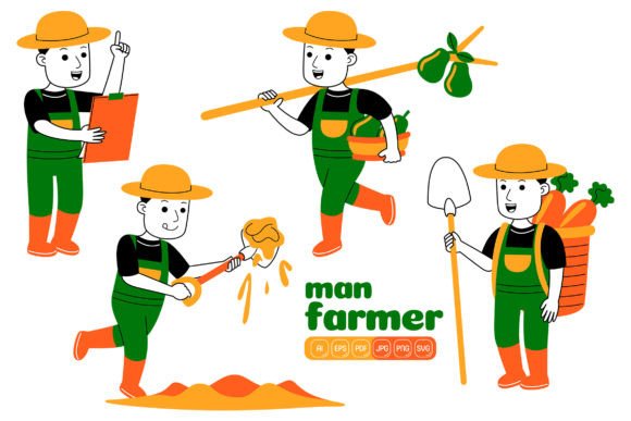 Man Farmer Vector Pack 02 Graphics