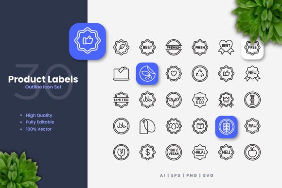 Product Label Icons Graphics for Local Branding