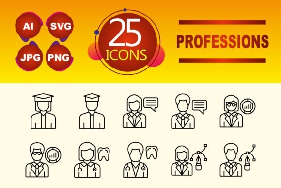 Professions Icons for Embroidery