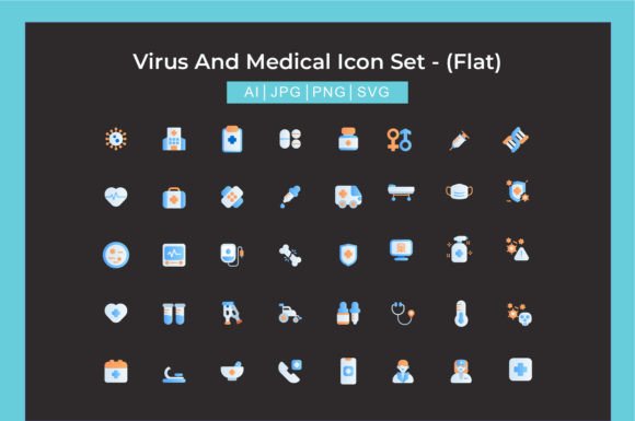 Virus and Medical Icon Set - Flat Graphics